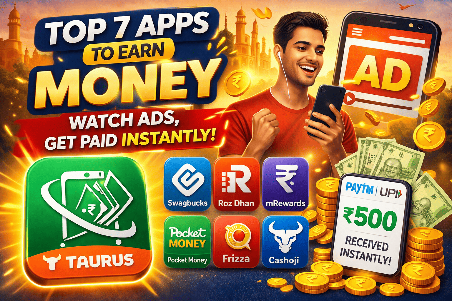 Top 7 Money-Making Apps in India: Watch Ads and Get Paid Instantly!