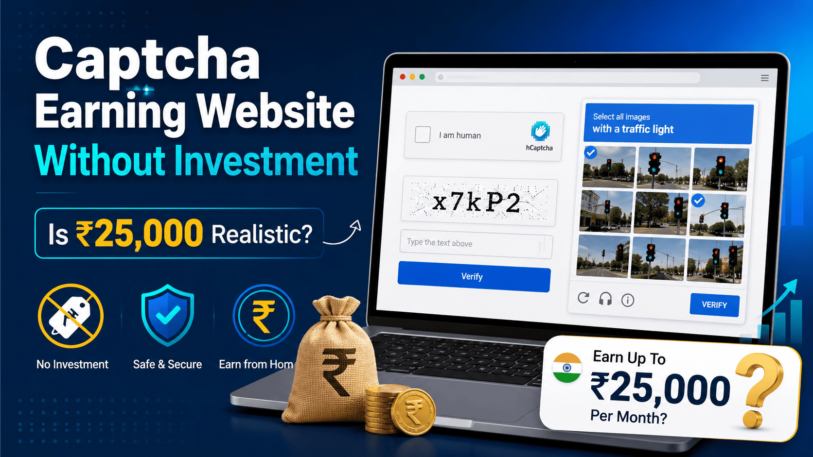 Captcha Earning Website Without Investment: Is 25,000 Rupees Realistic?